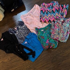 Lilly Pulitzer Vibrant Women's Blouses Set - all silk. Mostly Elsa style. 7 item
